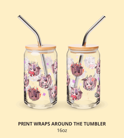 Ironmouse Glass Tumbler With Straw And Lid Vtuber Waifu Cup Beer Can Iced Coffee Glass Ironmouse Cup VShojo Glass Waifu Cup