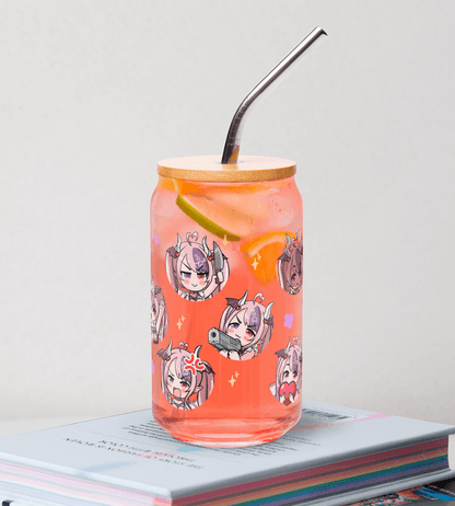 Ironmouse Glass Tumbler With Straw And Lid Vtuber Waifu Cup Beer Can Iced Coffee Glass Ironmouse Cup VShojo Glass Waifu Cup