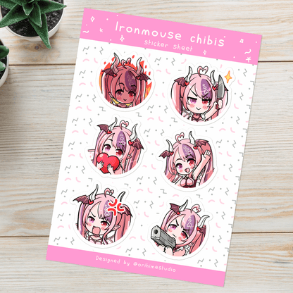 Ironmouse Sticker Sheet, Stationery Stickers, Sticker Sheet Planner, Journal Stickers, Ironmouse Stickers, Vshojo Merch, Ironmouse Merch