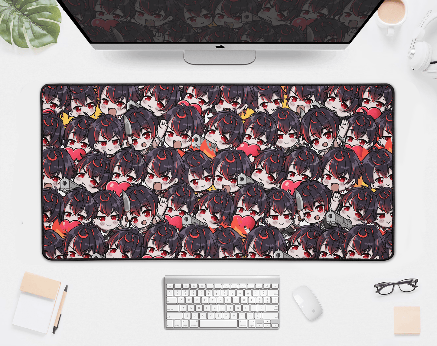 VShojo K9 Kuro Deskmat, Vtuber Mousepad XL XXL Gaming Desk Mat, Gift for Vtuber Fan, Kuro Kurenai Mousepad, Waifu Deskmat, K9 Kuro Merch