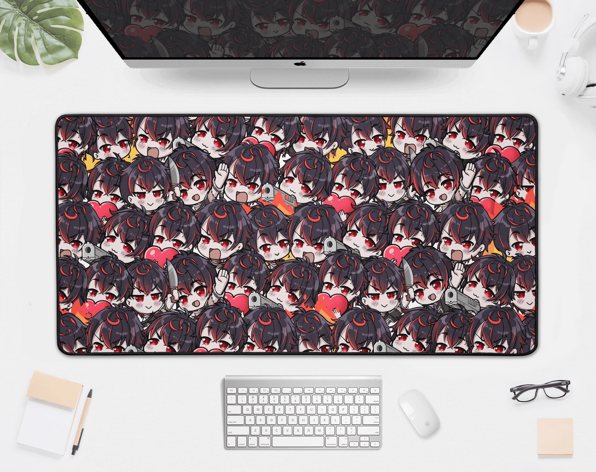 VShojo K9 Kuro Deskmat, Vtuber Mousepad XL XXL Gaming Desk Mat, Gift for Vtuber Fan, Kuro Kurenai Mousepad, Waifu Deskmat, K9 Kuro Merch