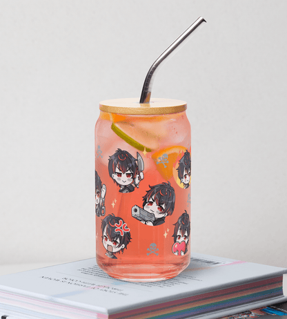 K9 Kuro Glass Tumbler With Straw And Lid Vtuber Waifu Cup Beer Can Iced Coffee Glass Kuro Kurenai Cup VShojo Glass Waifu Cup