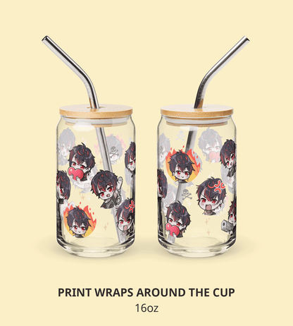 K9 Kuro Glass Tumbler With Straw And Lid Vtuber Waifu Cup Beer Can Iced Coffee Glass Kuro Kurenai Cup VShojo Glass Waifu Cup