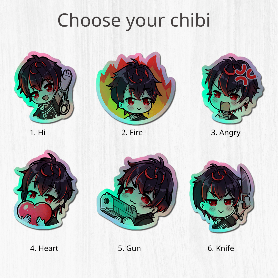 Vshojo K9 Kuro Holographic stickers - Vtuber Stickers, Kiss Cut Stickers 3"x3", kawaii Stickers, Stationery Stickers, Kuro Kurenai merch