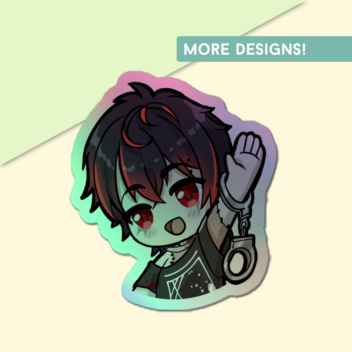 Vshojo K9 Kuro Holographic stickers - Vtuber Stickers, Kiss Cut Stickers 3"x3", kawaii Stickers, Stationery Stickers, Kuro Kurenai merch