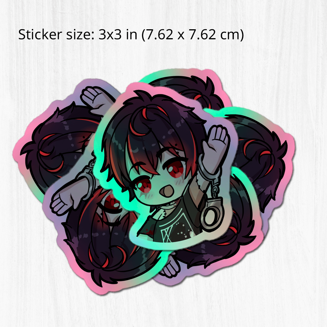 Vshojo K9 Kuro Holographic stickers - Vtuber Stickers, Kiss Cut Stickers 3"x3", kawaii Stickers, Stationery Stickers, Kuro Kurenai merch