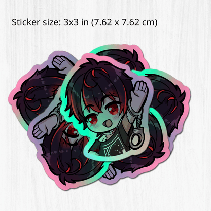 Vshojo K9 Kuro Holographic stickers - Vtuber Stickers, Kiss Cut Stickers 3"x3", kawaii Stickers, Stationery Stickers, Kuro Kurenai merch