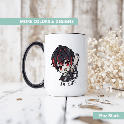 VShojo K9 Kuro Mug, Vtuber Ceramic Mug, Vtuber Coffee Cup, K9 Kuro Merch, Vtuber Merch, Vshojo Merch, Kuro Kurenai Mug, Vtuber Mug