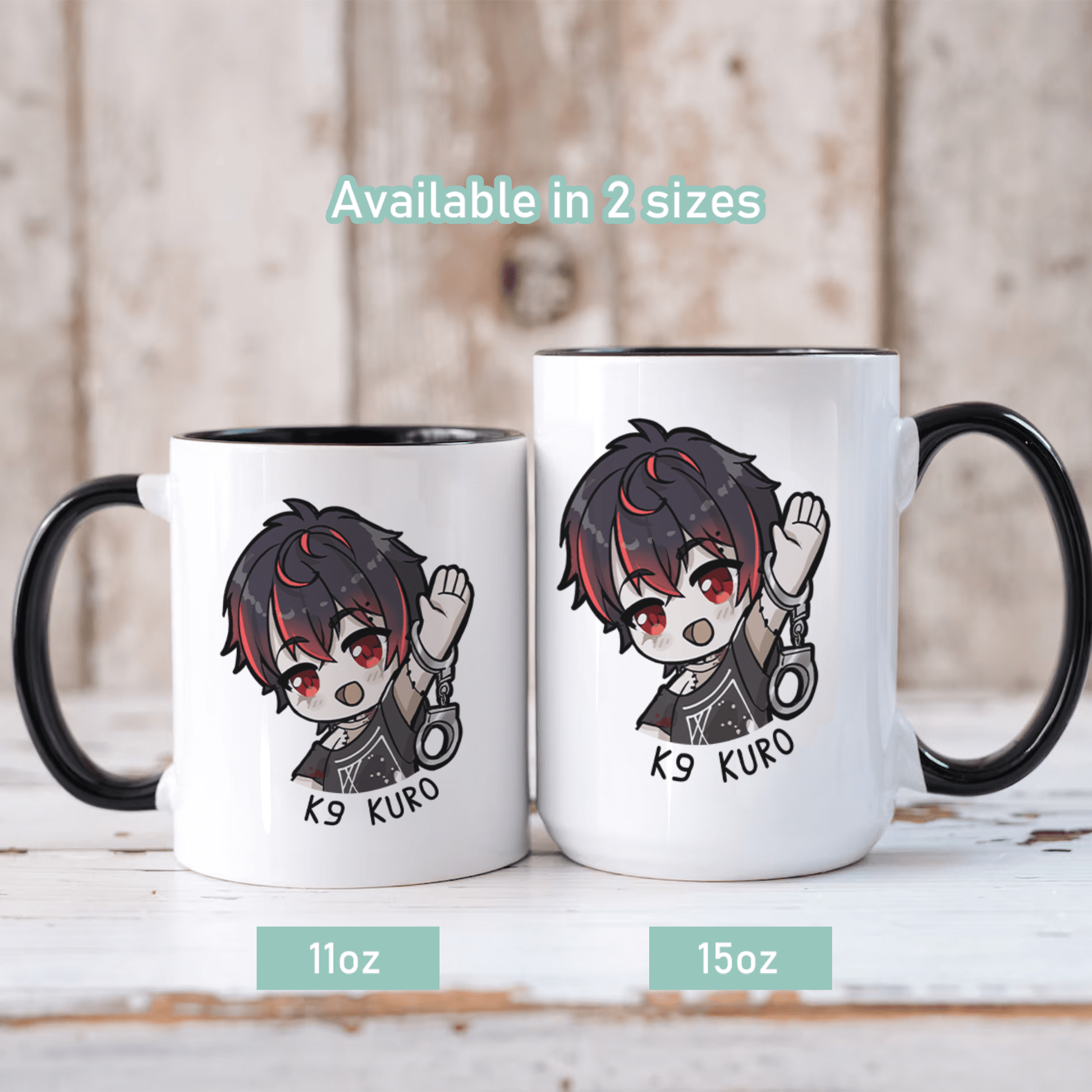 VShojo K9 Kuro Mug, Vtuber Ceramic Mug, Vtuber Coffee Cup, K9 Kuro Merch, Vtuber Merch, Vshojo Merch, Kuro Kurenai Mug, Vtuber Mug
