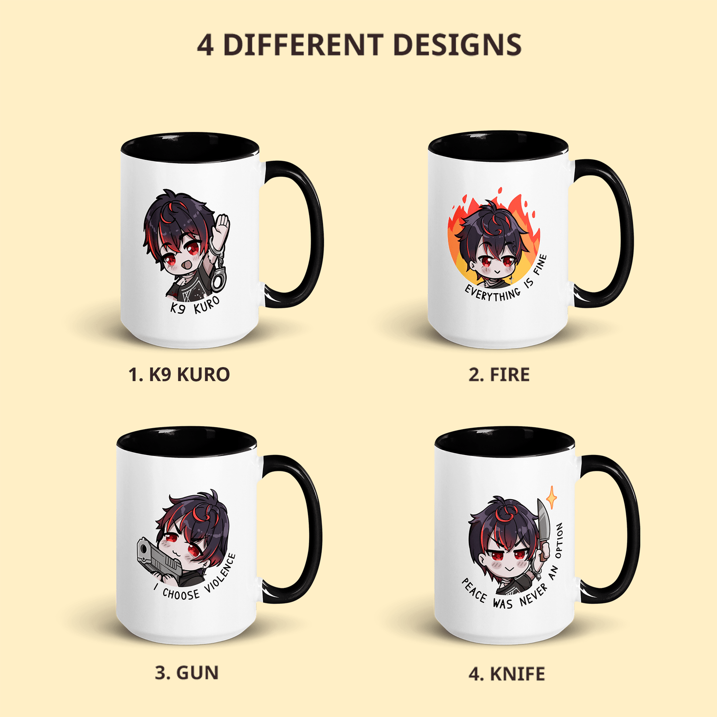 VShojo K9 Kuro Mug, Vtuber Ceramic Mug, Vtuber Coffee Cup, K9 Kuro Merch, Vtuber Merch, Vshojo Merch, Kuro Kurenai Mug, Vtuber Mug