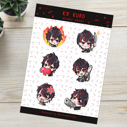 K9 Kuro Sticker Sheet, Stationery Stickers, Sticker Sheet Planner, Journal Stickers, Kuro Kurenai Stickers, Vshojo Merch, K9 Kuro Merch