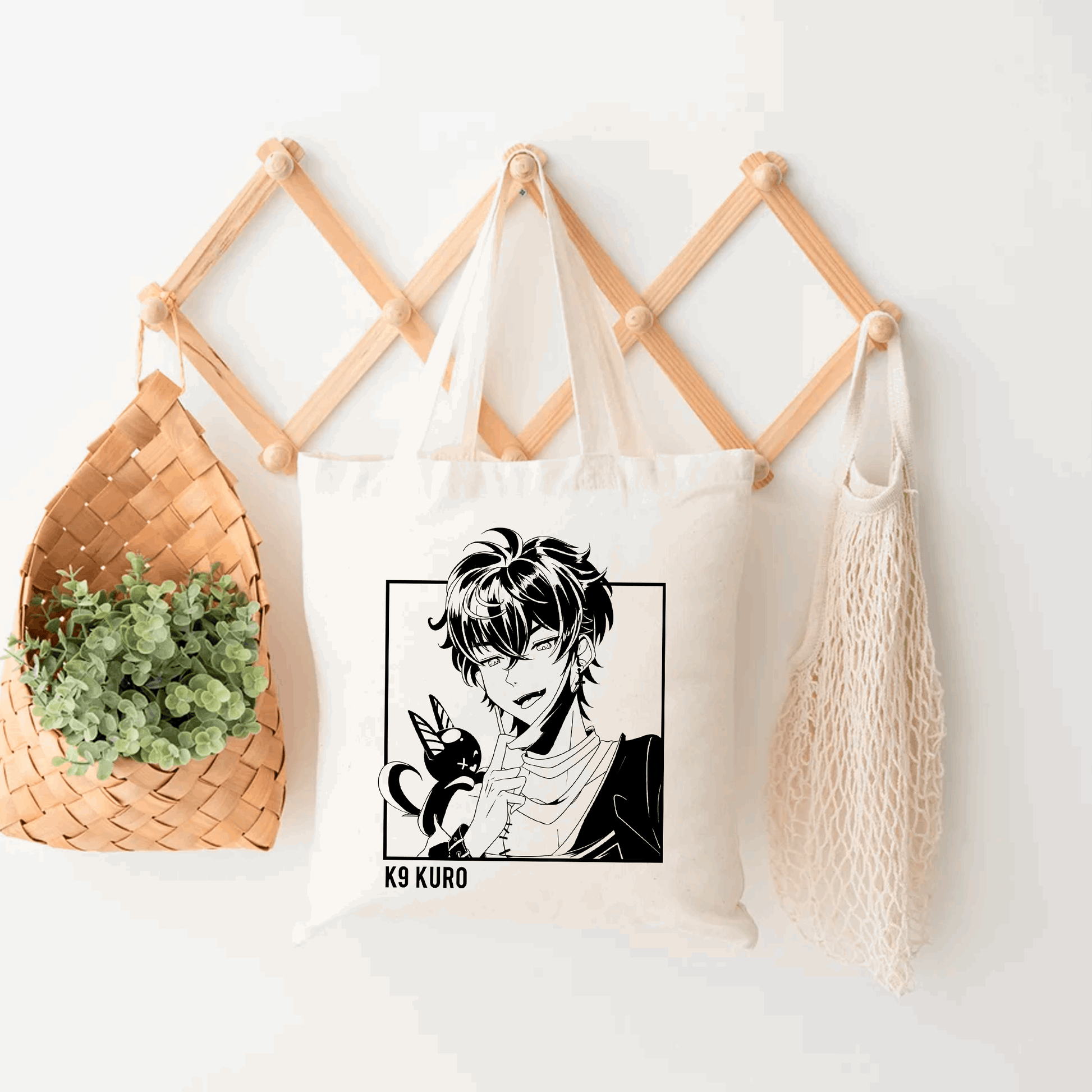 K9 Kuro Tote Bag, Vtuber Tote Bag, K9 Kuro Fan Merch, Cotton Canvas Tote Bag, Eco Tote Bag, Sustainable Bag, Kawaii Tote Bag, Vshojo Merch