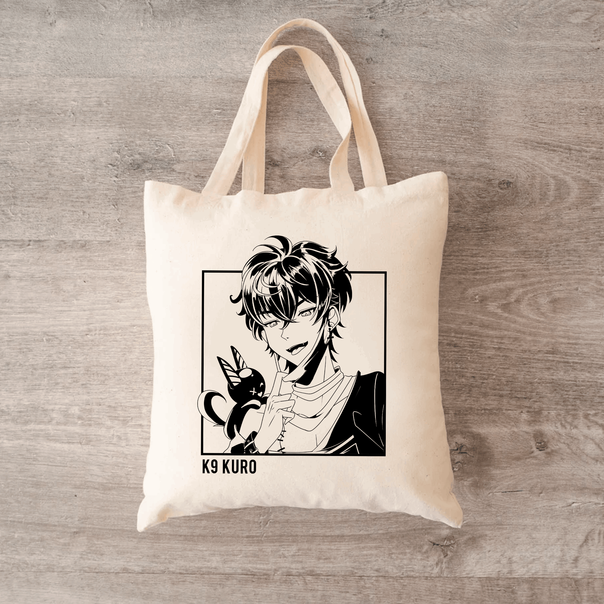 K9 Kuro Tote Bag, Vtuber Tote Bag, K9 Kuro Fan Merch, Cotton Canvas Tote Bag, Eco Tote Bag, Sustainable Bag, Kawaii Tote Bag, Vshojo Merch