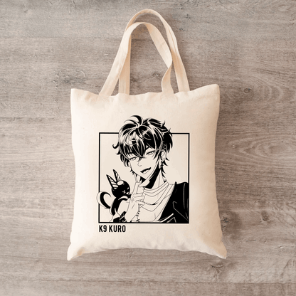 K9 Kuro Tote Bag, Vtuber Tote Bag, K9 Kuro Fan Merch, Cotton Canvas Tote Bag, Eco Tote Bag, Sustainable Bag, Kawaii Tote Bag, Vshojo Merch