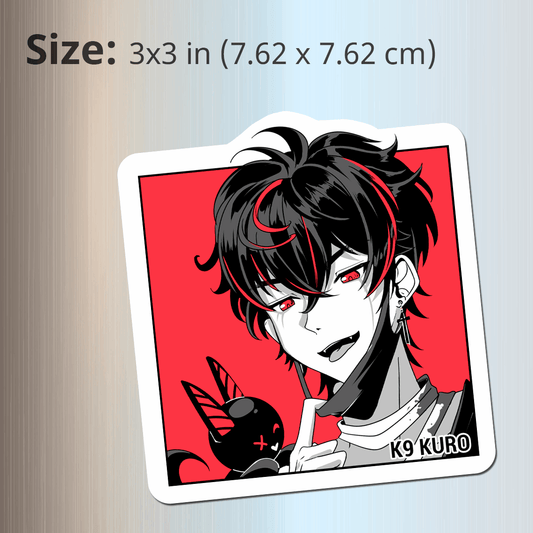 Vshojo K9 Kuro Fridge Magnet, Die Cut Vtuber Magnets 3″ × 3″, Vtuber Merch, K9 Kuro Merch, K9 Kuro Magnet, Vshojo Merch, K9 Kuro Fan