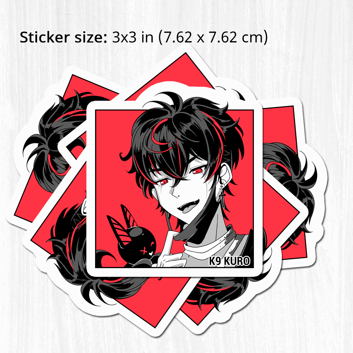 Vshojo K9 Kuro Sticker, Vtuber Stickers, Kiss Cut Stickers 3"x3", K9 Kuro Stickers, Stationery Stickers, K9 Kuro Merch, Vtuber merch