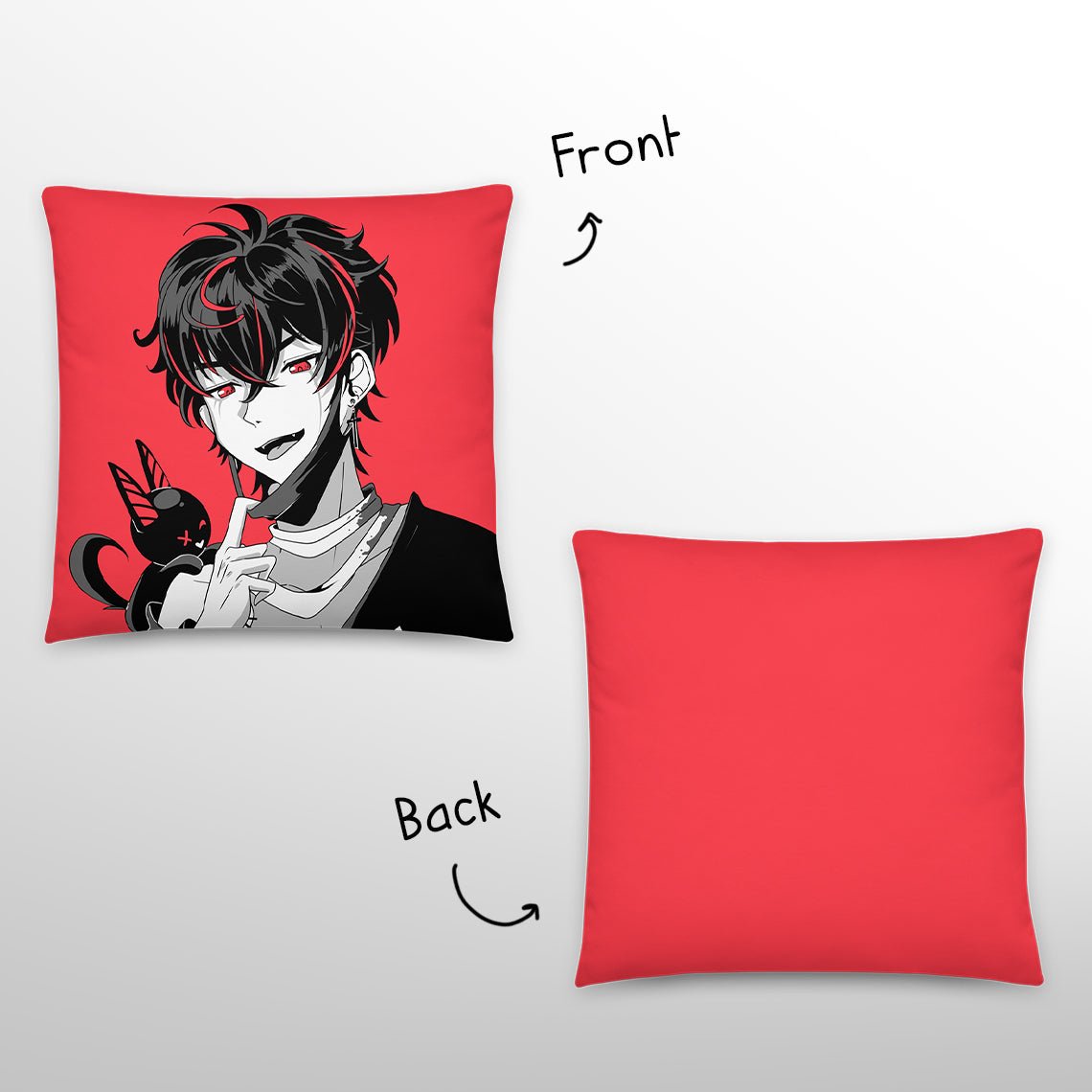 VShojo K9 Kuro Throw Pillow, Vtuber Throw Pillows, Gift for Vtuber Fan, Kuro Kurenai Throw Pillow, Decorative Pillow, K9 Kuro Merch