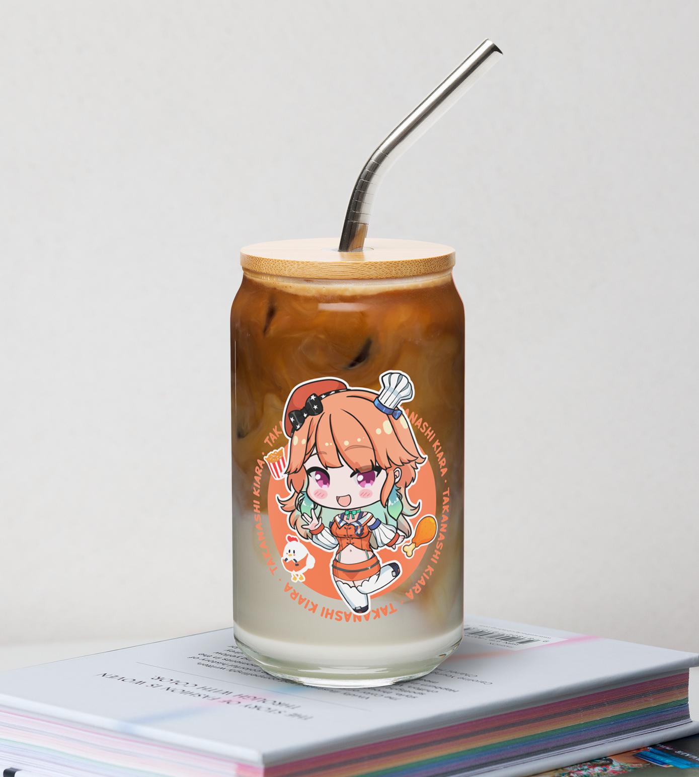 Takanashi Kiara Maid Glass Tumbler With Straw And Lid Vtuber Waifu Cup Beer Can Iced Coffee Glass Takanashi Kiara Cup Hololive Glass Waifu Cup