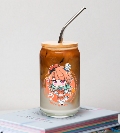 Takanashi Kiara Maid Glass Tumbler With Straw And Lid Vtuber Waifu Cup Beer Can Iced Coffee Glass Takanashi Kiara Cup Hololive Glass Waifu Cup