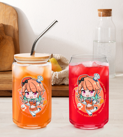 Takanashi Kiara Maid Glass Tumbler With Straw And Lid Vtuber Waifu Cup Beer Can Iced Coffee Glass Takanashi Kiara Cup Hololive Glass Waifu Cup