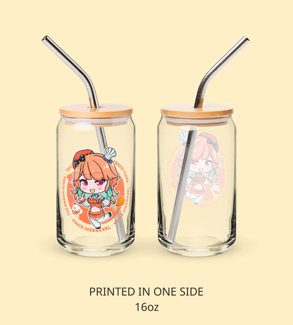 Takanashi Kiara Maid Glass Tumbler With Straw And Lid Vtuber Waifu Cup Beer Can Iced Coffee Glass Takanashi Kiara Cup Hololive Glass Waifu Cup