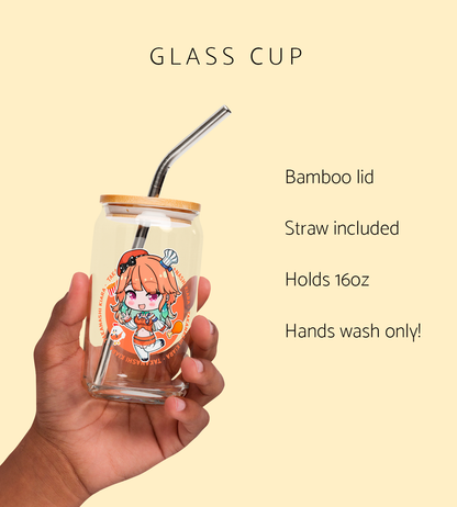 Takanashi Kiara Maid Glass Tumbler With Straw And Lid Vtuber Waifu Cup Beer Can Iced Coffee Glass Takanashi Kiara Cup Hololive Glass Waifu Cup
