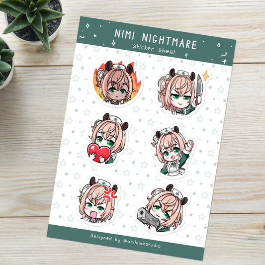 Nimi Nightmare Sticker, Vtuber Stickers, Kiss Cut Stickers 3"x3", Nimi Nightmare Stickers, Stationery Stickers, Nimi Nightmare Merch, Vtuber merch