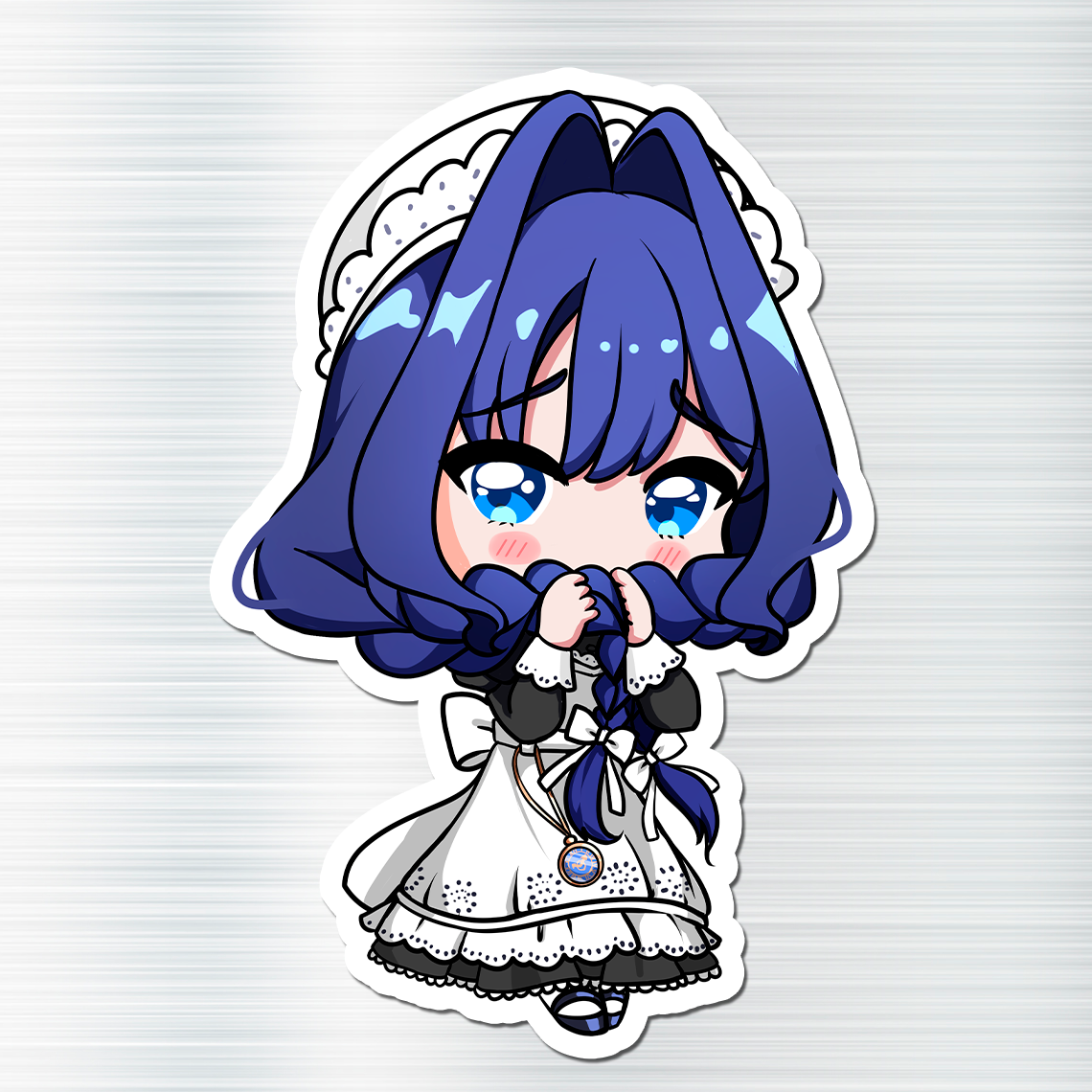 Ouro Kronii Maid Fridge Magnet, Die Cut Ouro Kronii Maid Magnets 3″ × 3″, Hololive Merch, Kronii Merch, Ouro Kronii Maid Magnet, Ouro Kronii Maid Fan