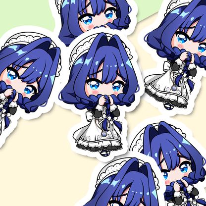 Ouro Kronii Maid Sticker, Ouro Kronii Maid Stickers, Kiss Cut Stickers 3"x3", Ouro Kronii Maid Stickers, Stationery Stickers, Hololive Merch, Kronii merch