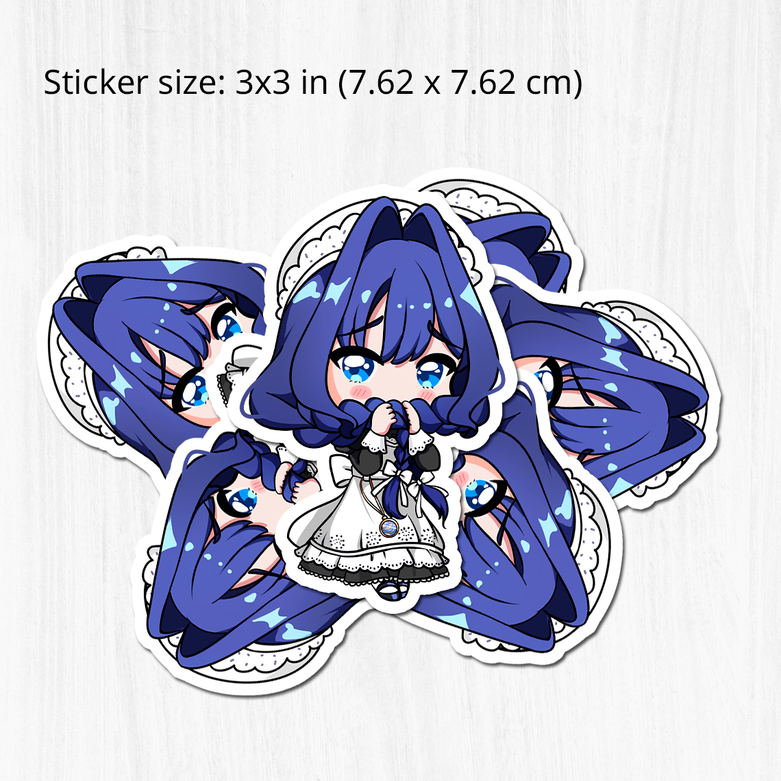 Ouro Kronii Maid Sticker, Ouro Kronii Maid Stickers, Kiss Cut Stickers 3"x3", Ouro Kronii Maid Stickers, Stationery Stickers, Hololive Merch, Kronii merch