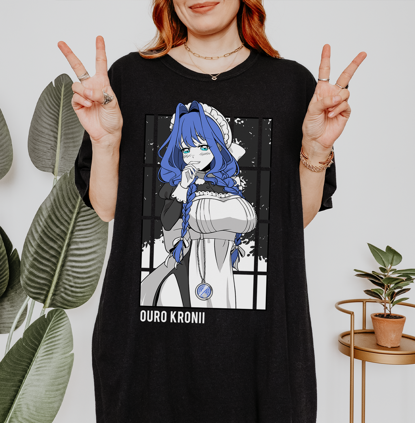 Ouro Kronii Maid T-Shirt Vtuber Shirt Ouro Kronii Maid Tee Gift for Vtuber Fan Anime Waifu Shirt Cool Vtuber Tee Waifu T-Shirt Hololive Merch