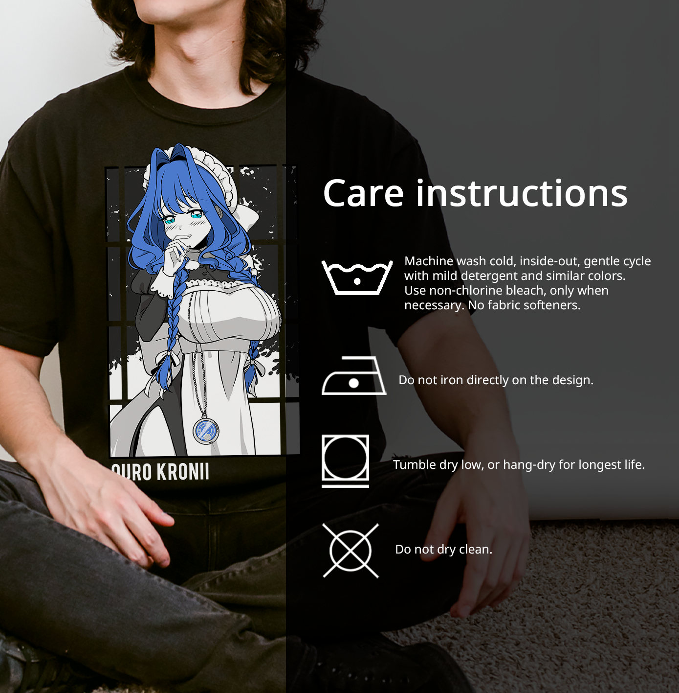 Ouro Kronii Maid T-Shirt Vtuber Shirt Ouro Kronii Maid Tee Gift for Vtuber Fan Anime Waifu Shirt Cool Vtuber Tee Waifu T-Shirt Hololive Merch