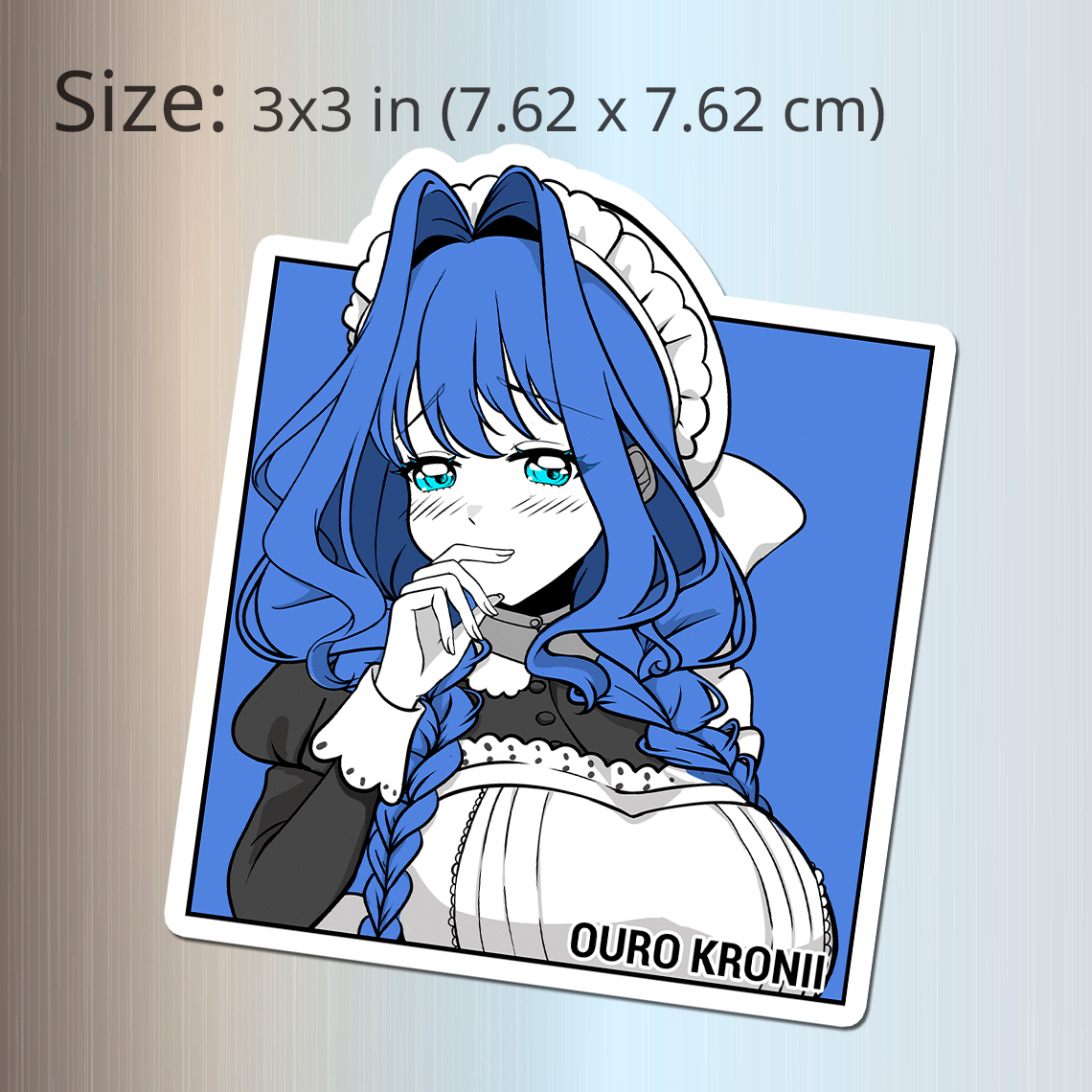 Ouro Kronii Maid Fridge Magnet, Die Cut Ouro Kronii Maid Magnets 3″ × 3″, Hololive Merch, Kronii Merch, Ouro Kronii Maid Magnet, Ouro Kronii Maid Fan