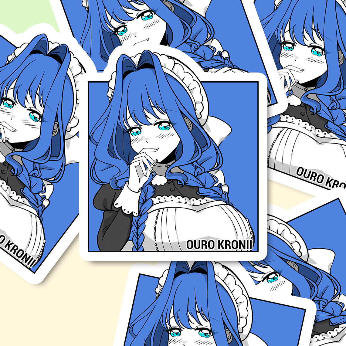 Ouro Kronii Maid Sticker, Ouro Kronii Maid Stickers, Kiss Cut Stickers 3"x3", Ouro Kronii Maid Stickers, Stationery Stickers, Hololive Merch, Kronii merch