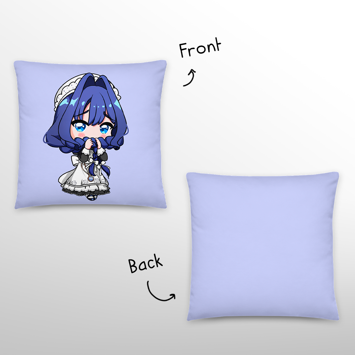 Ouro Kronii Maid Throw Pillow, Vtuber Throw Pillows, Gift for Vtuber Fan, Ouro Kronii Maid Throw Pillow, Decorative Pillow, Hololive Merch