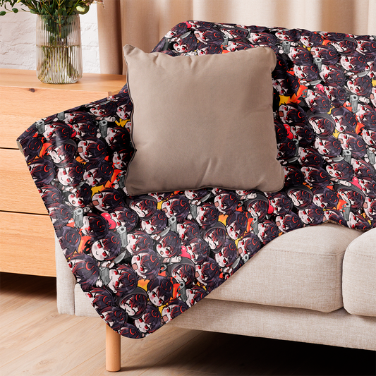 K9 Kuro Sherpa fleece blanket – soft cozy anime blanket for VTuber fans, Vshojo K9 Kuro merch, warm throw blanket for gaming, streaming, bedroom, or couch, perfect gift for anime lovers and gamers, VTuber blanket for Vshojo fans, anime bedroom decor, kawaii gamer gift, streamer room aesthetic