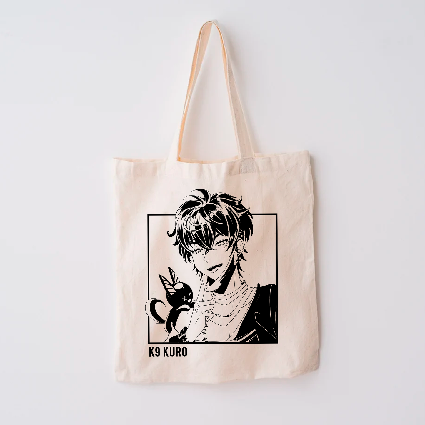 K9 Kuro Tote Bag, Vtuber Tote Bag, K9 Kuro Fan Merch, Cotton Canvas Tote Bag, Eco Tote Bag, Sustainable Bag, Kawaii Tote Bag, Vshojo Merch