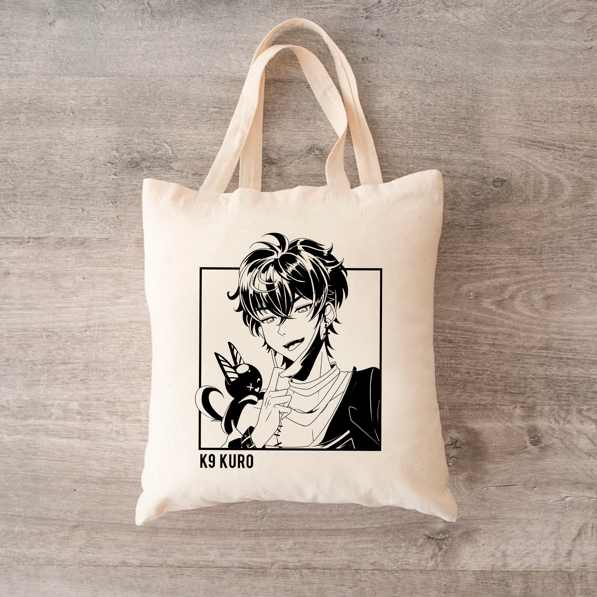 K9 Kuro Tote Bag, Vtuber Tote Bag, K9 Kuro Fan Merch, Cotton Canvas Tote Bag, Eco Tote Bag, Sustainable Bag, Kawaii Tote Bag, Vshojo Merch