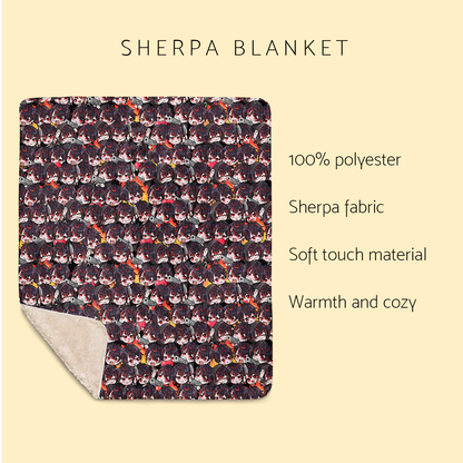 K9 Kuro Sherpa fleece blanket – soft cozy anime blanket for VTuber fans, Vshojo K9 Kuro merch, warm throw blanket for gaming, streaming, bedroom, or couch, perfect gift for anime lovers and gamers, VTuber blanket for Vshojo fans, anime bedroom decor, kawaii gamer gift, streamer room aesthetic