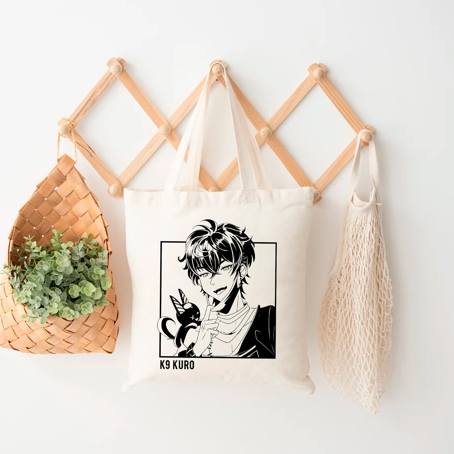 K9 Kuro Tote Bag, Vtuber Tote Bag, K9 Kuro Fan Merch, Cotton Canvas Tote Bag, Eco Tote Bag, Sustainable Bag, Kawaii Tote Bag, Vshojo Merch