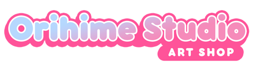 Orihime Studio のロゴ、Orihime Studio のストア、Orihime Studio のショップ、アートショップ、VTuberグッズ、アニメグッズ、ゲームグッズ、アートプリント、デスクマット、VTuberファン向けグッズ