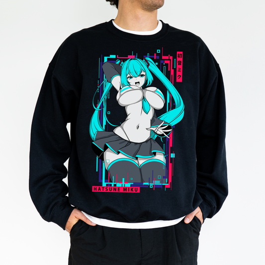 Hatsune Miku Sweatshirt Shirt Hatsune Miku Tee Gift for Game Fan Anime Waifu Shirt Cool Miku Tee Waifu T-Shirt Hatsune Miku Merch