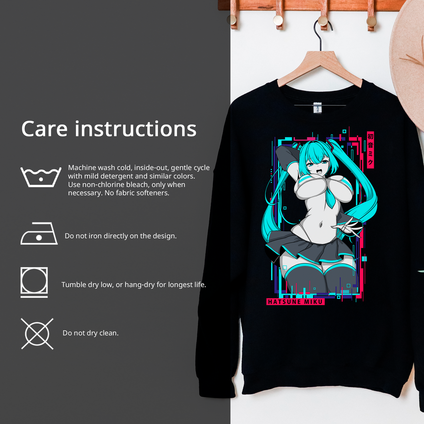 Hatsune Miku Sweatshirt Shirt Hatsune Miku Tee Gift for Game Fan Anime Waifu Shirt Cool Miku Tee Waifu T-Shirt Hatsune Miku Merch