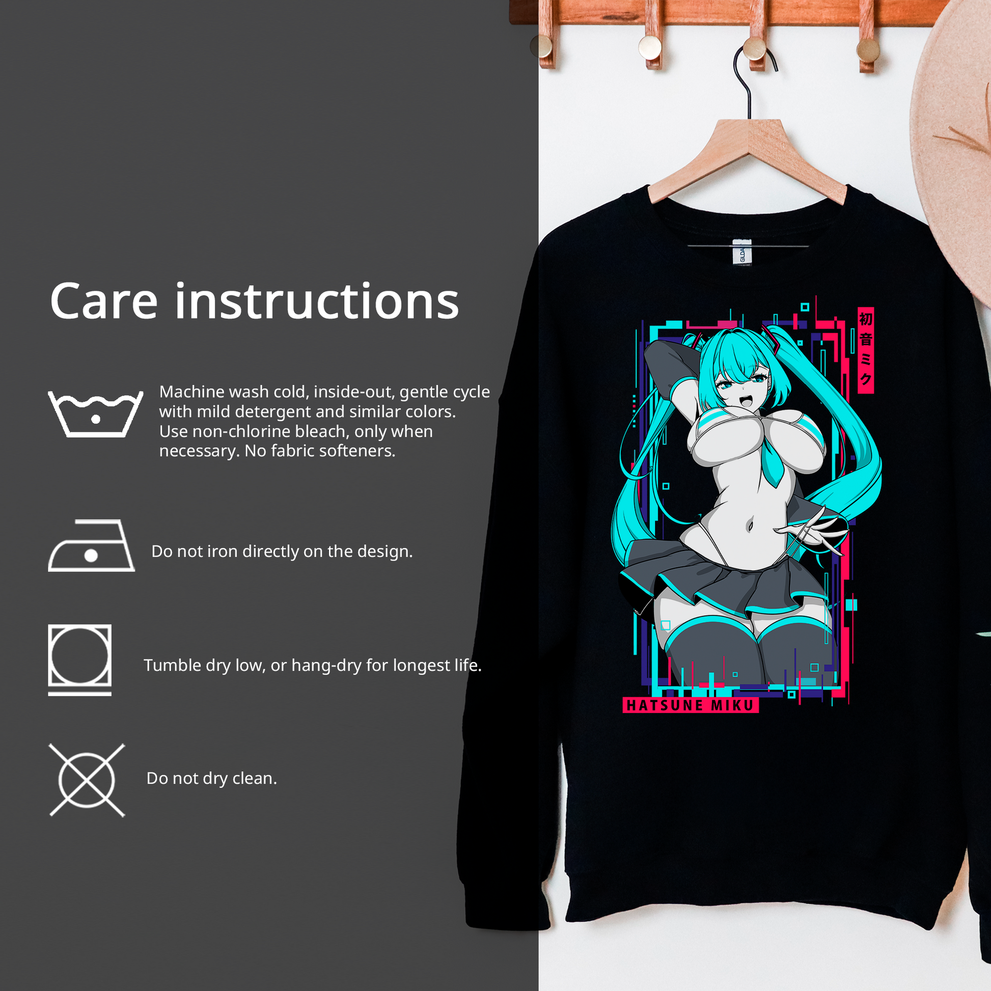 Hatsune Miku Sweatshirt Shirt Hatsune Miku Tee Gift for Game Fan Anime Waifu Shirt Cool Miku Tee Waifu T-Shirt Hatsune Miku Merch