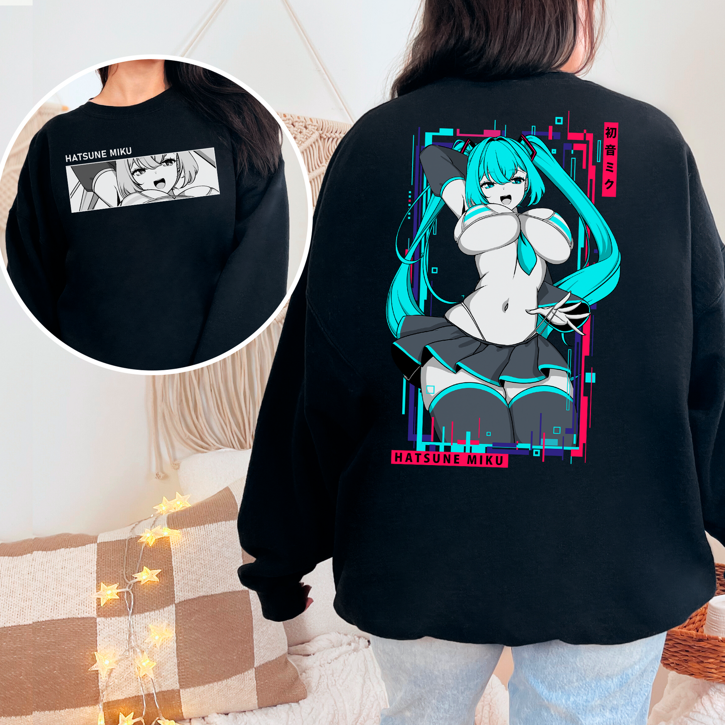 Hatsune Miku Sweatshirt Shirt Hatsune Miku Tee Gift for Game Fan Anime Waifu Shirt Cool Miku Tee Waifu T-Shirt Hatsune Miku Merch