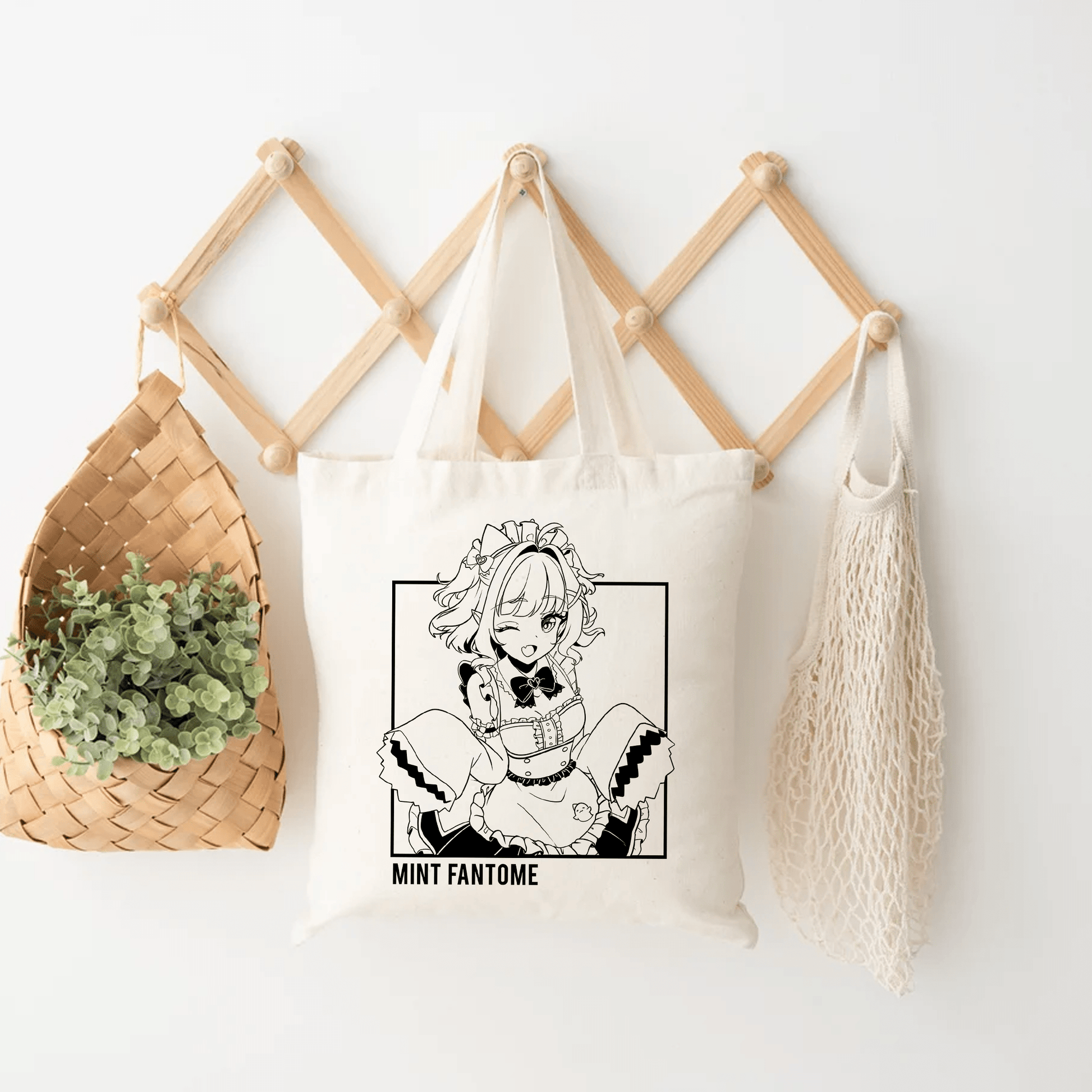 Mint Fantome Tote Bag Vtuber Tote Bag Mint Fantome Fan Merch Cotton Canvas Tote Bag Eco Tote Bag Sustainable Bag Kawaii Tote Bag Maid Mint merch
