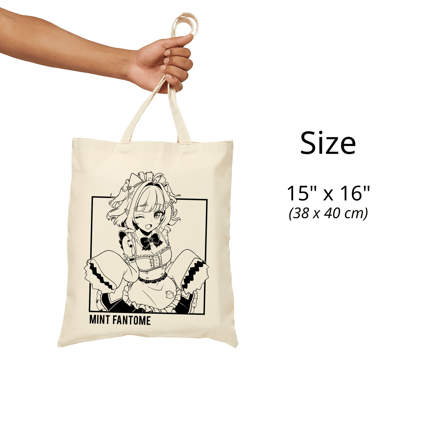 Mint Fantome Tote Bag Vtuber Tote Bag Mint Fantome Fan Merch Cotton Canvas Tote Bag Eco Tote Bag Sustainable Bag Kawaii Tote Bag Maid Mint merch