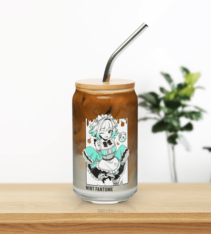 Mint Fantome Glass Tumbler With Straw And Lid Vtuber Waifu Cup Beer Can Iced Coffee Glass Mint Fantome Cup Maid Mint Glass Waifu Cup