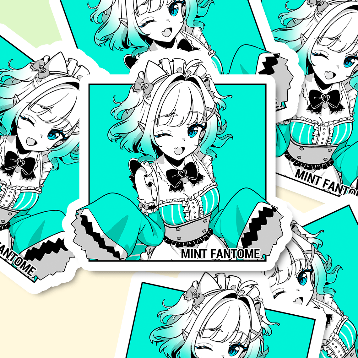 Mint Fantome Sticker, Mint Fantome Stickers, Kiss Cut Stickers 3"x3", Maid Mint Stickers, Stationery Stickers,Mint Fantome Merch, Mint Fantome merch