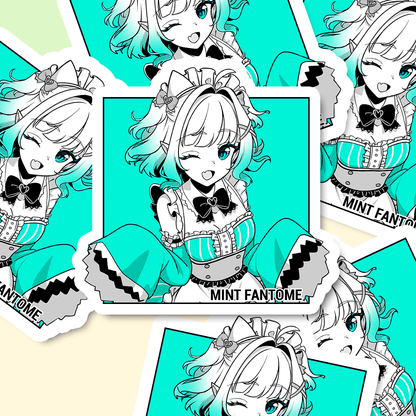 Mint Fantome Sticker, Mint Fantome Stickers, Kiss Cut Stickers 3"x3", Maid Mint Stickers, Stationery Stickers,Mint Fantome Merch, Mint Fantome merch